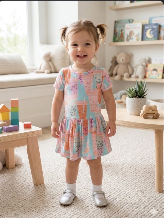 Posh Peanut Other - Posh Peanut Pastel Bubble Tea Twirl Skirt Bodysuit Dress Size 18-24 Months